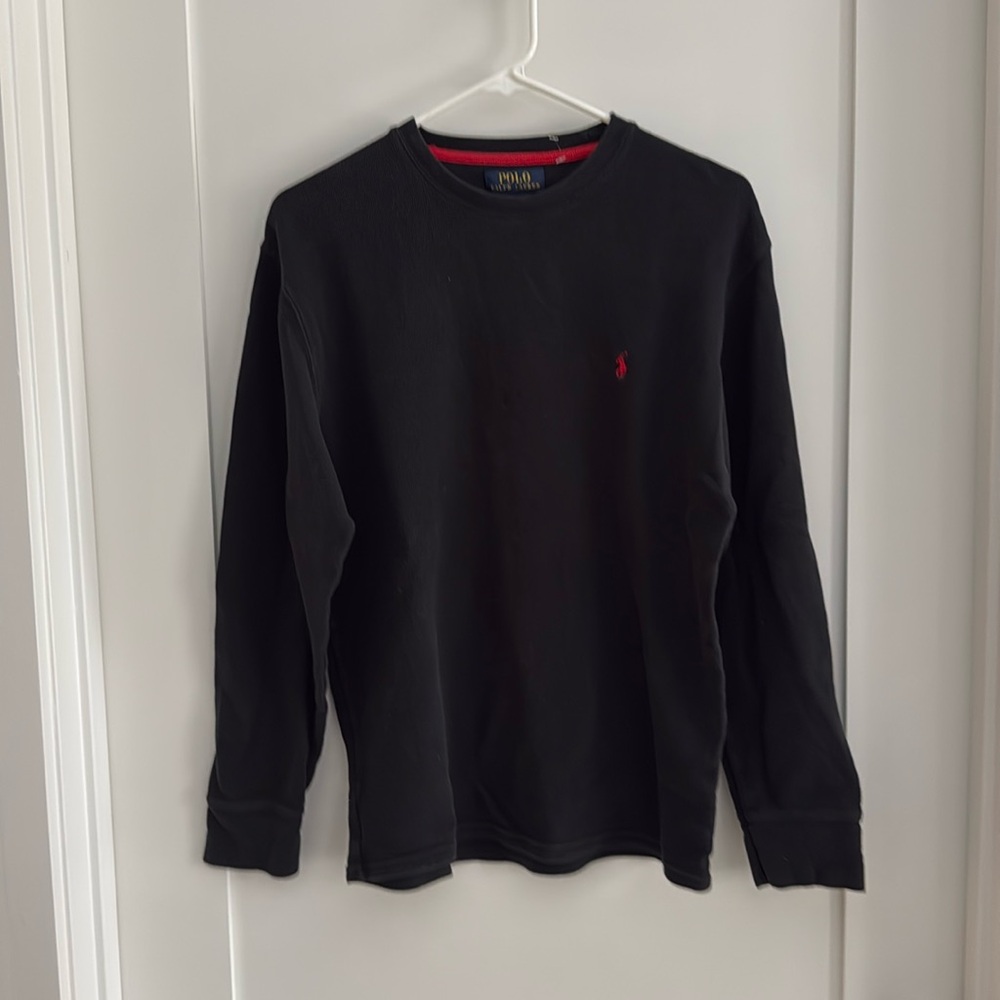 Men’s long sleeve polo, waffle knit size large